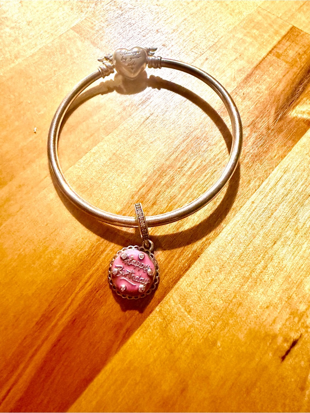 Pandora Bracelet & Always in My Heart Bangle Pink Birthday Cake Charm S925 ALE